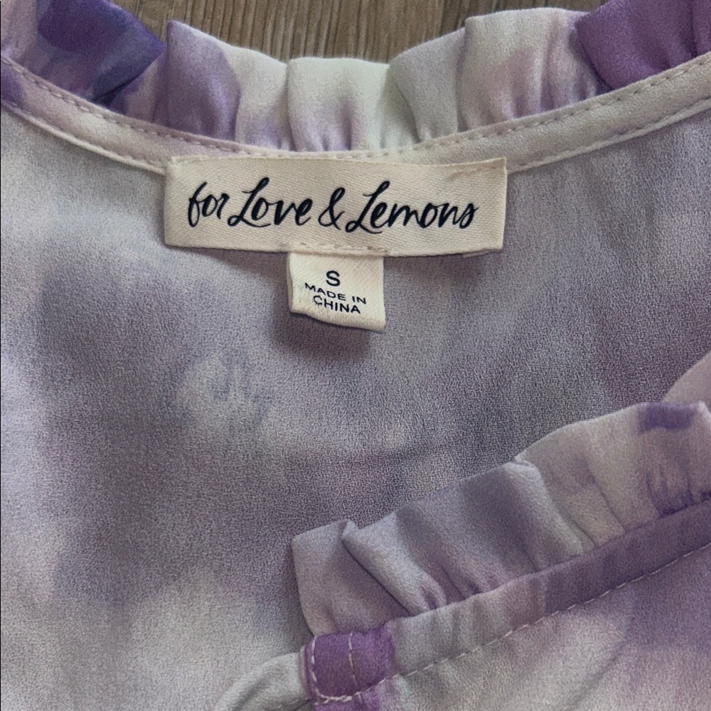 For Love and Lemons Lavender Floral Ruffle Blouse - Picture 2 of 2
